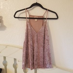 Pink crushed velvet tank top